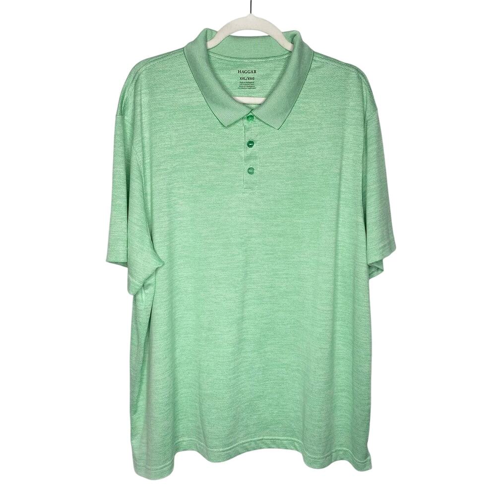 Haggar Short Sleeve Collared Golf Polo Shirt Green Size XXL Men's Summer Top